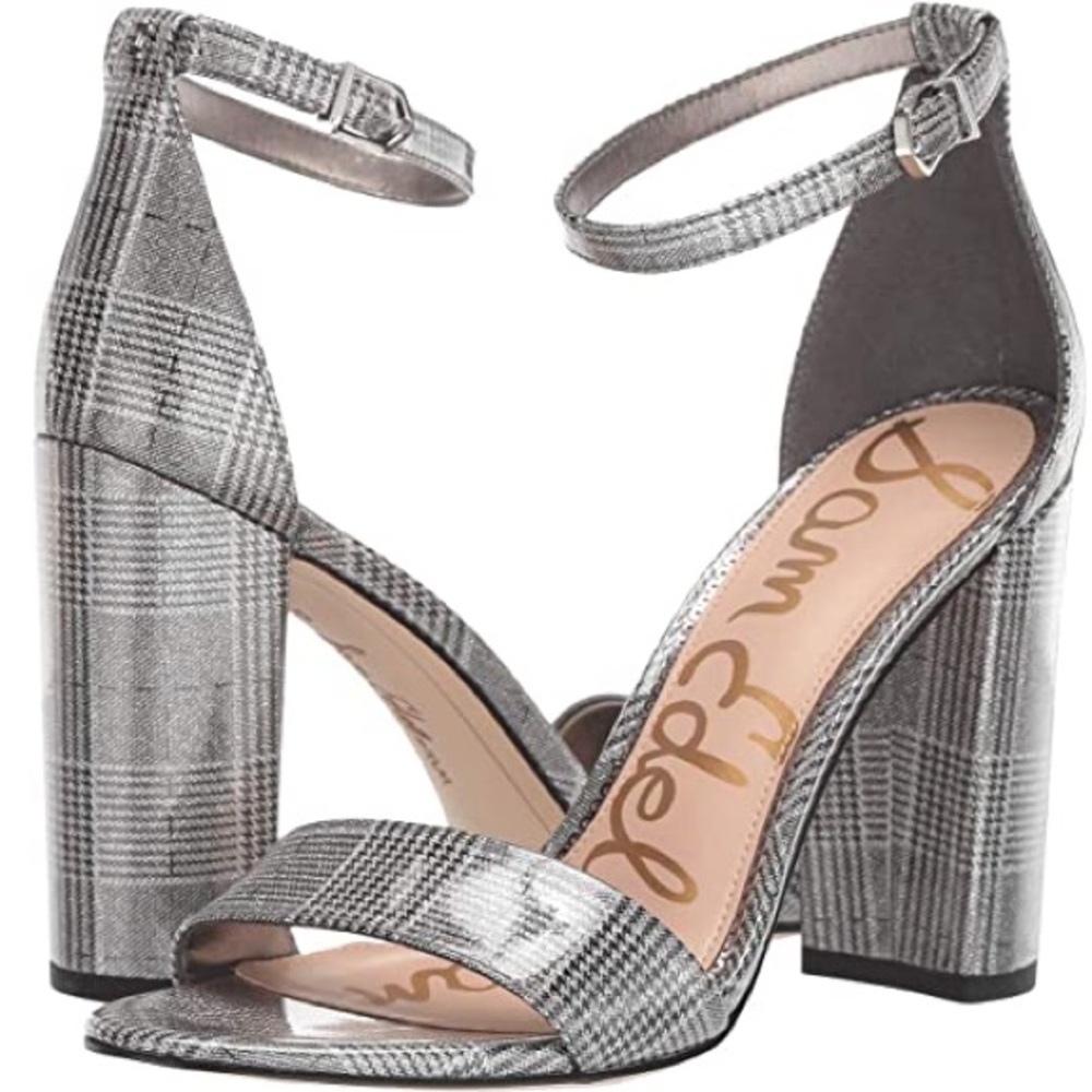 New Sam Edelman Yaro Heels in Pewter Plaid